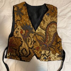Embroidered Women's Vest - Black and Gold